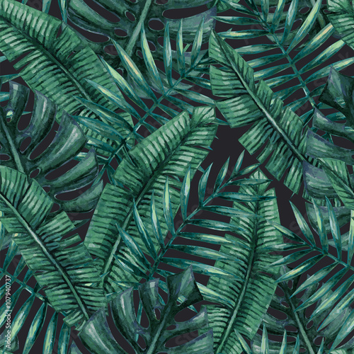 Fototapeta Akwarela tropikalny liści palmowych wzór b