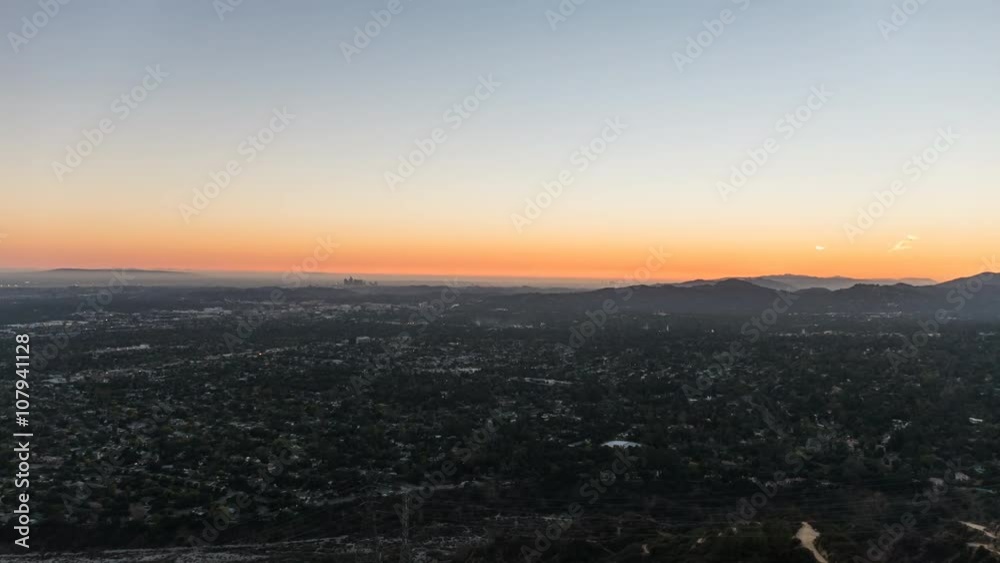 Los Angeles sunset to night hilltop view time lapse. Los Angeles sunset to night hilltop view time lapse.