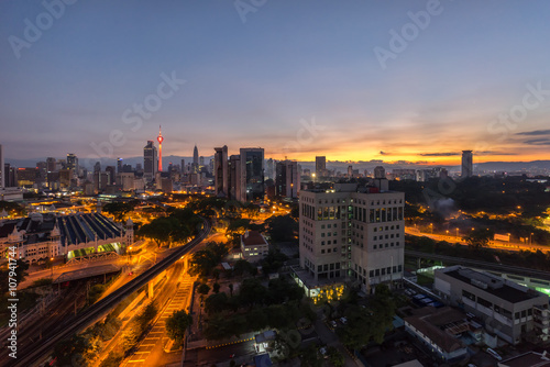 beautiful sunrise at Kuala Lumpur city centre © mezairi