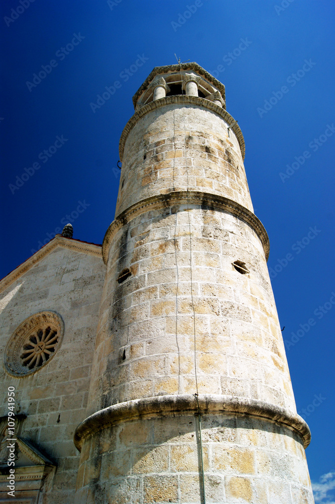 Detail of the church on the island of Our Lady of the Rock, Montenegro