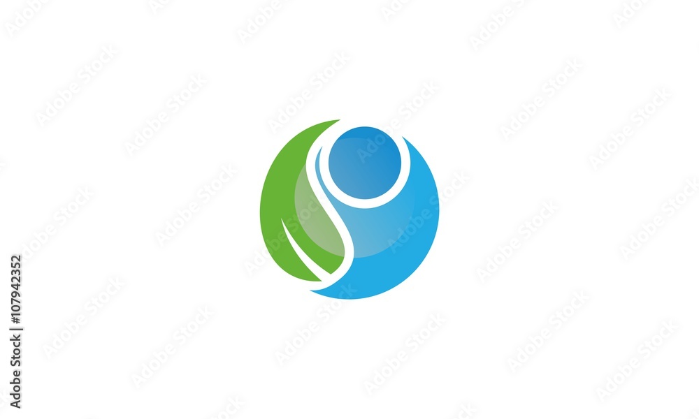 Leaf in hand logo. Organic Life symbol 