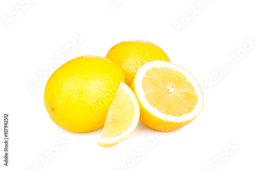 Lemons group isolated on white background