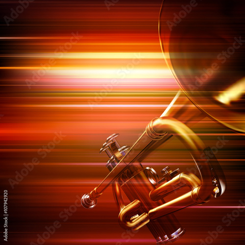 abstract grunge background with trumpet