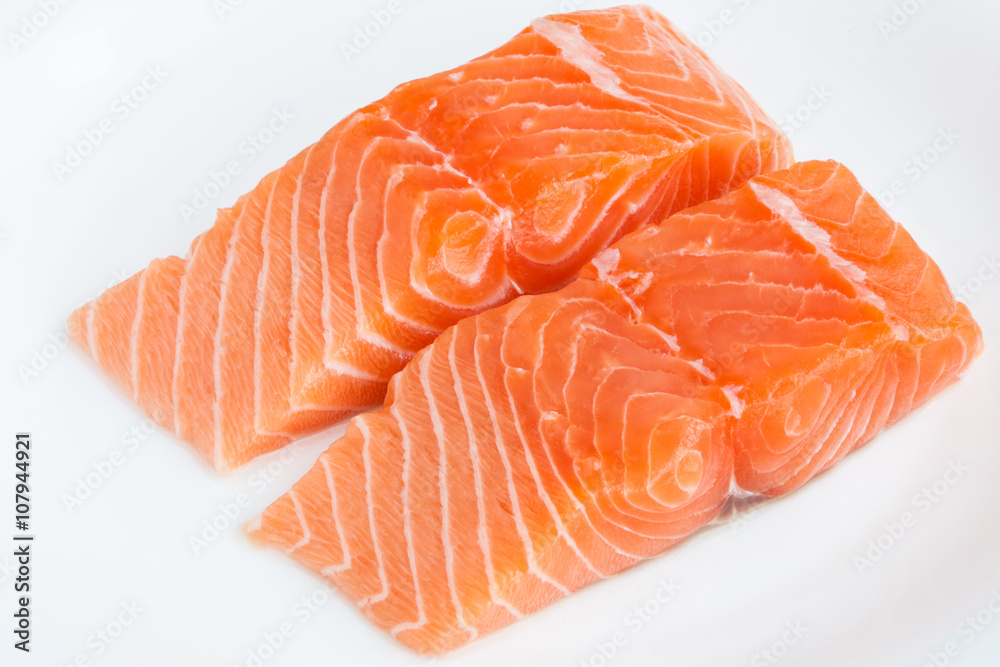 Slices of the fresh salmon