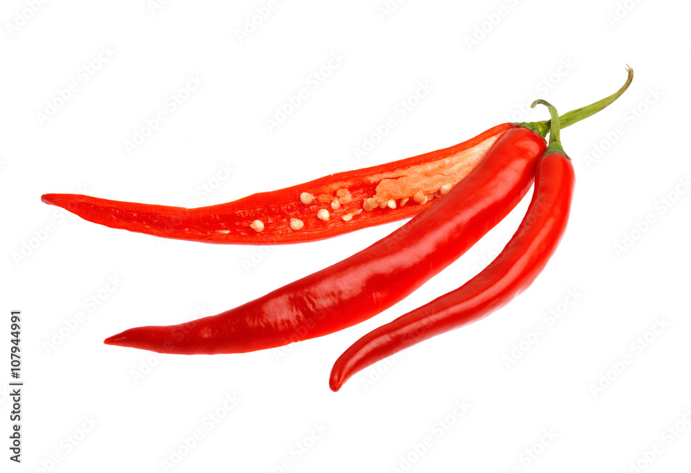 Red chili peppers isolated on white background Red chili peppers isolated on white background