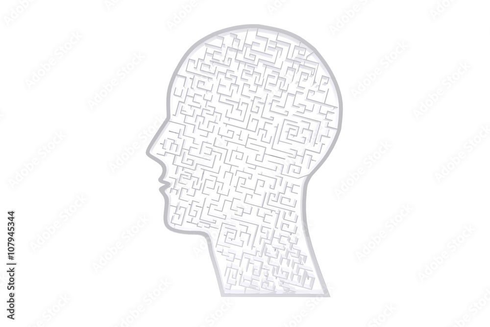 Composite image of maze brain in head Composite image of maze brain in head