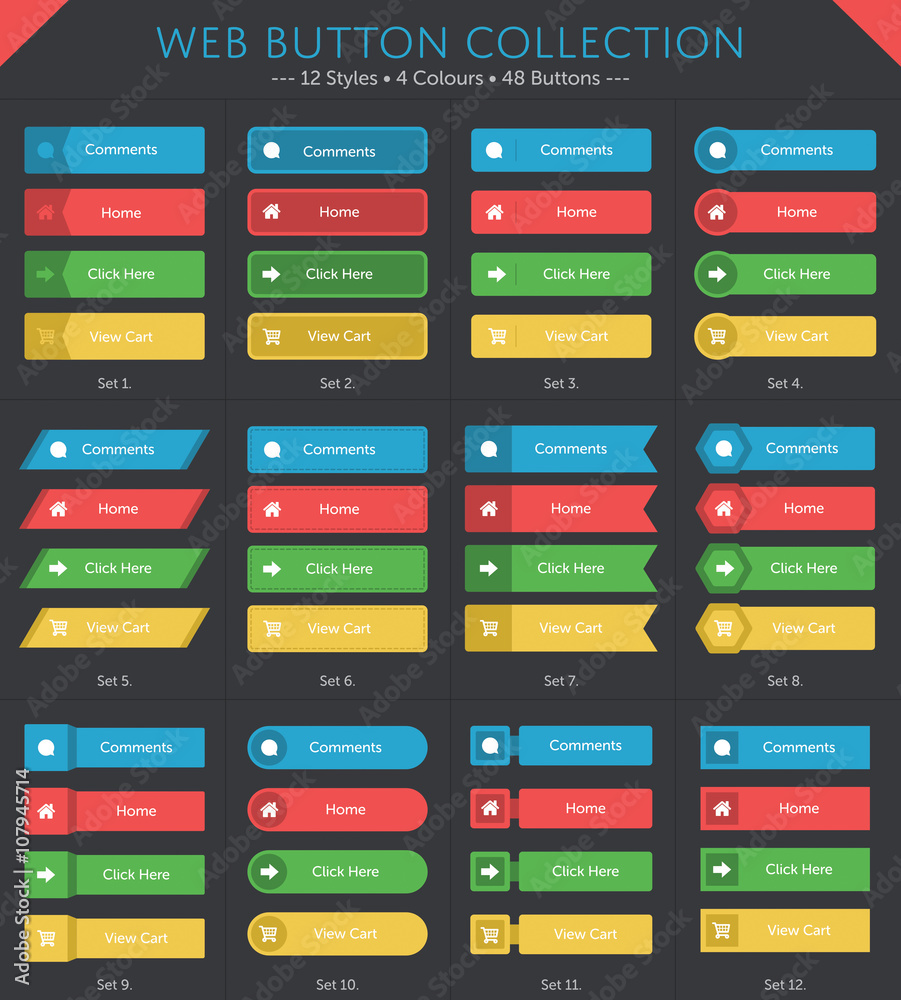 48 Web Button Collection in 12 different styles 48 Web Button Collection in 12 different styles