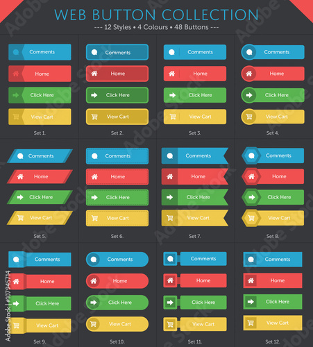 48 Web Button Collection in 12 different styles