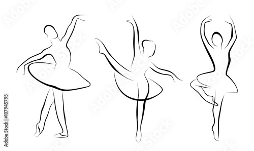 simple vector image of a ballerina in different poses