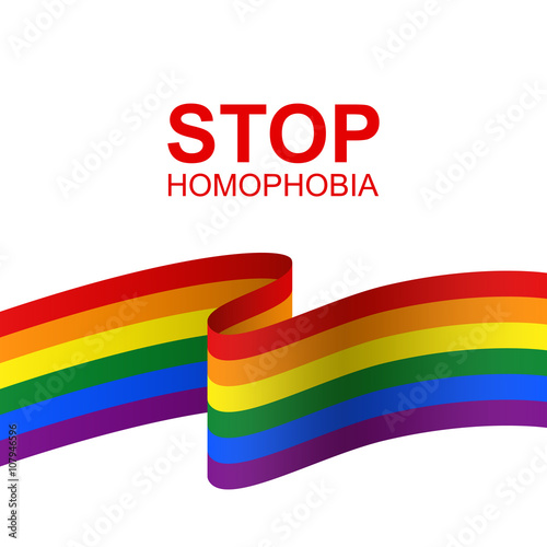 Stop homophobia. Vector card with LGBT flag photo