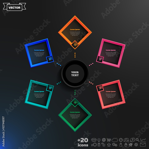 Vector infographics design with colorful rhombs.