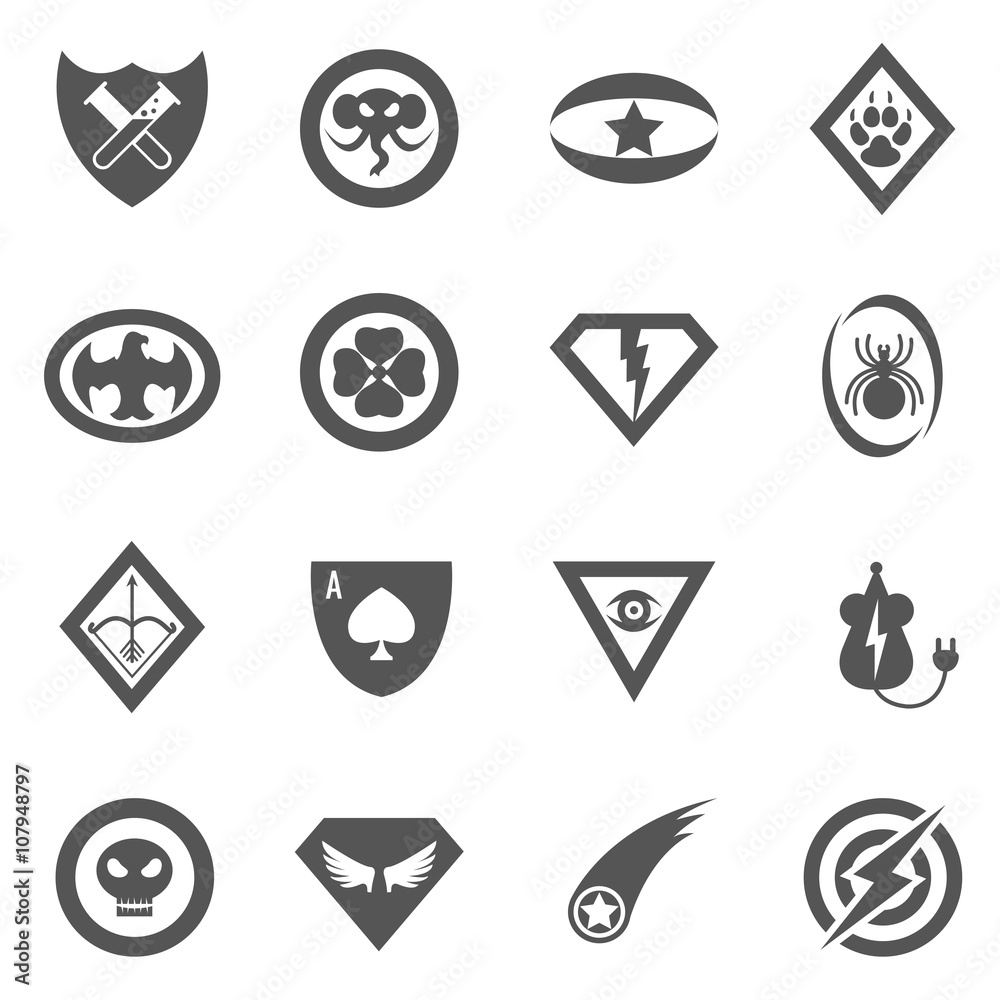 Superhero vector badges, emblems, logos, icons set Superhero vector badges, emblems, logos, icons set