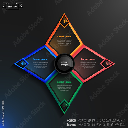 Vector infographics design with colorful rhombs.