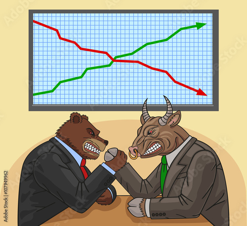 Bear and bull on the stock exchange.