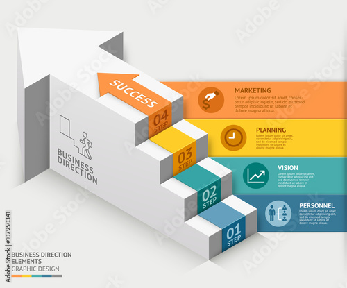3d business staircase diagram template. Vector illustration. 