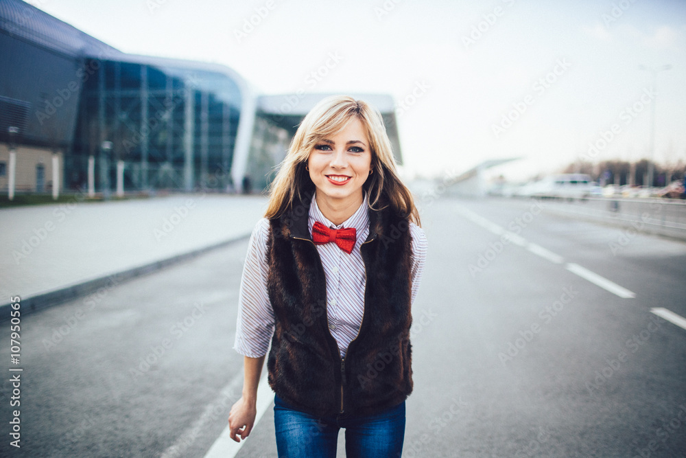 amazing  happy  girl walking outdoors