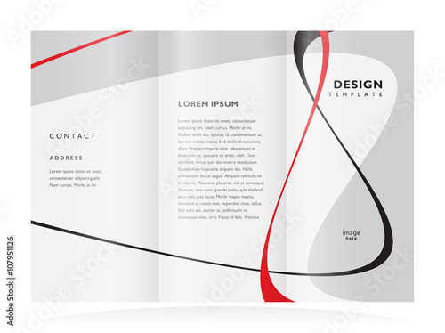 brochure design template tri-fold vector abstract curves