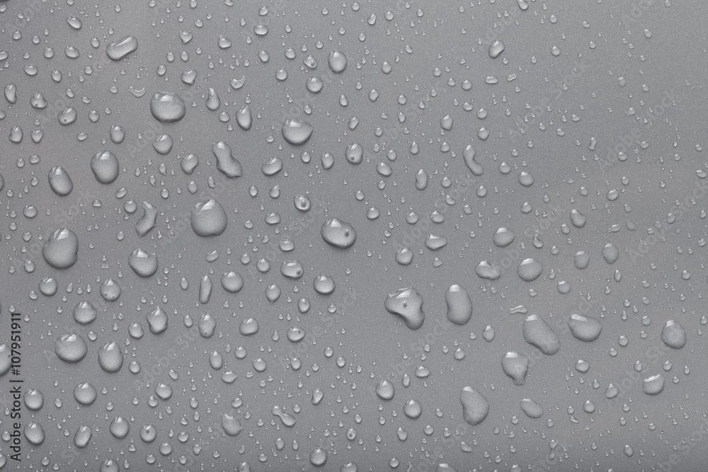 Dops of water on a color background. Gray