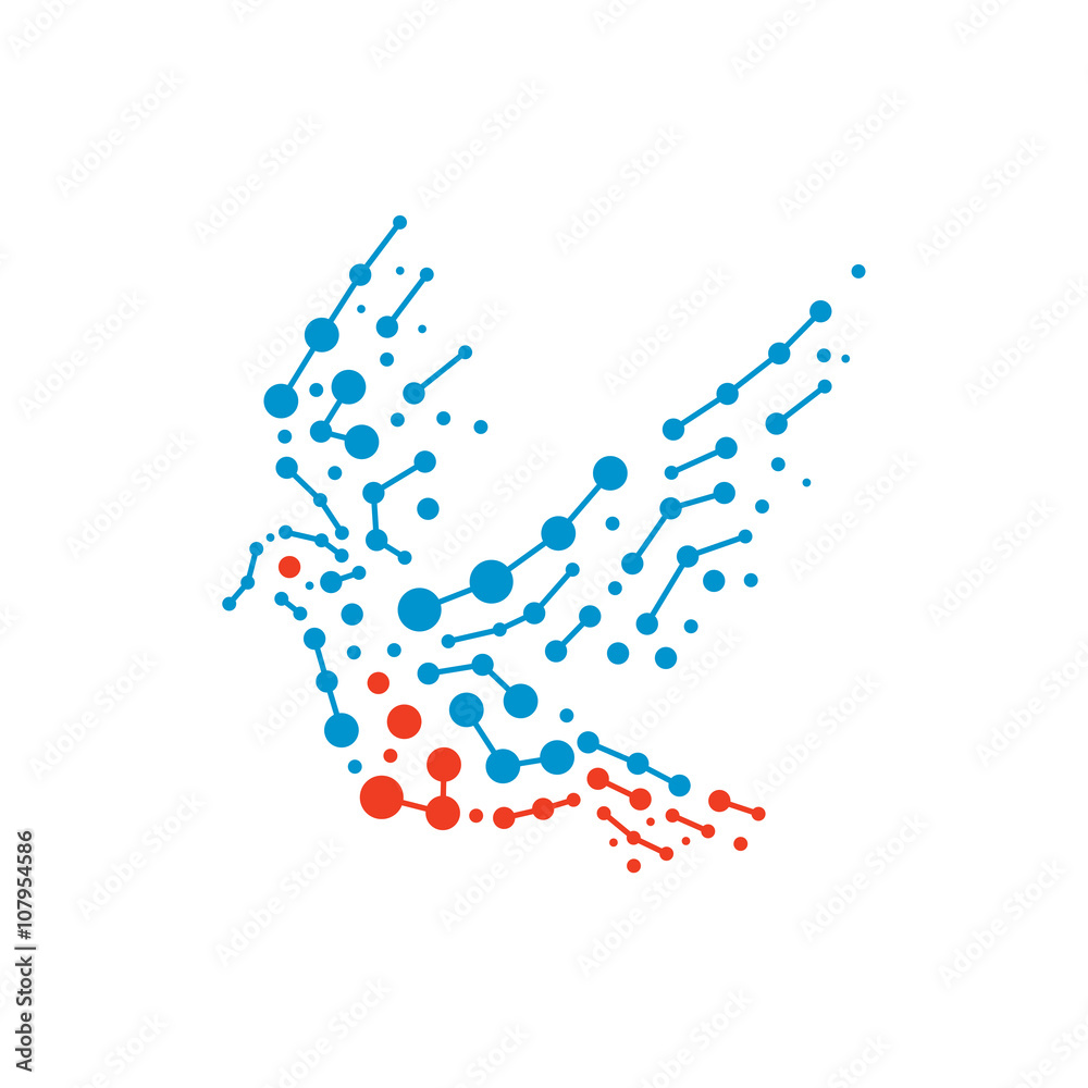 Flying Pigeon Bird Network Technology Logo Illustration Flying Pigeon Bird Network Technology Logo Illustration