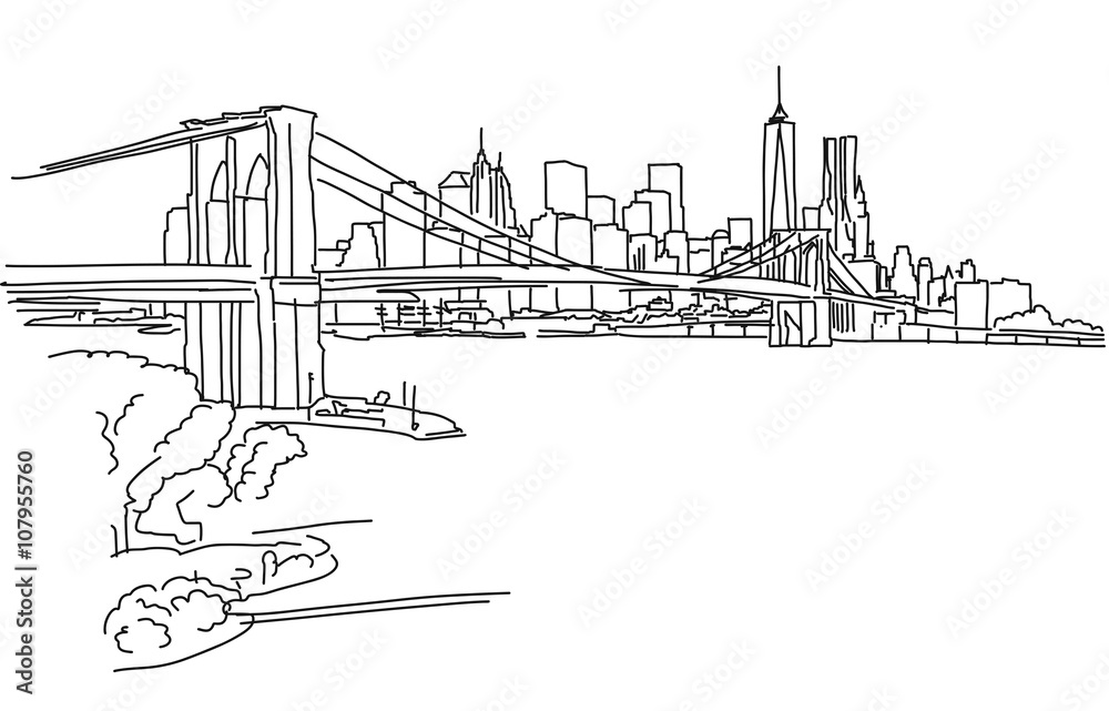 New York Panorama with brooklyn bridge