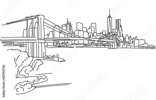 Obrazy Most Brookliński  new-york-panorama-with-brooklyn-bridge