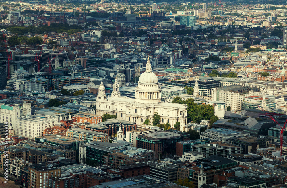 aerial view  with st. Paul's cathedral London, UK