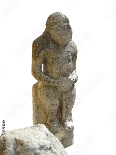 Ancient stone faceless idol of a 'polovets baba' (polovets woman).