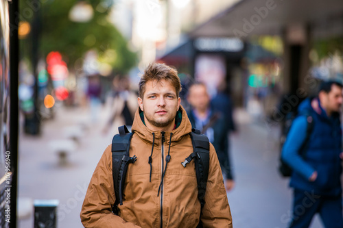 Hipster man walking in the streets of London