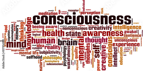 Consciousness word cloud concept. Vector illustration