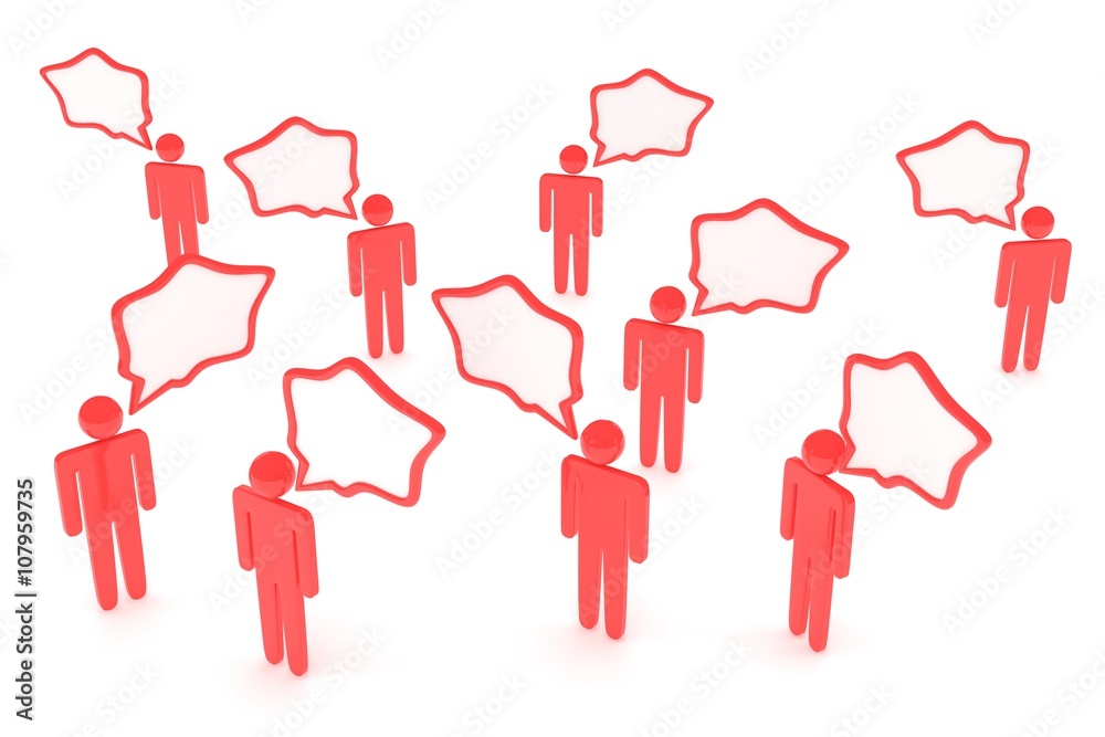 people with talk bubbles isolated over a white background. 3d rendering. people with talk bubbles isolated over a white background. 3d rendering.