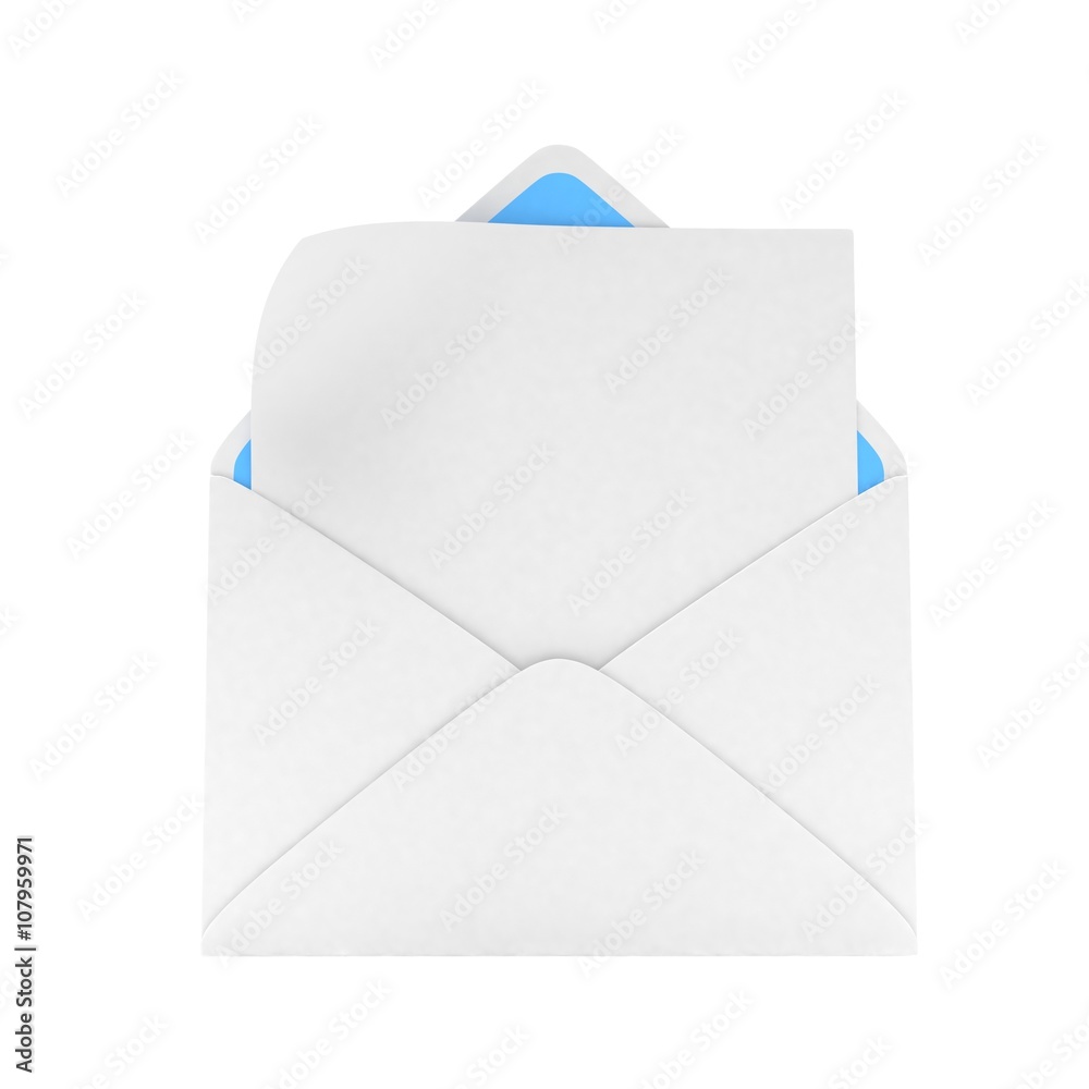 open mail with white blank. 3d rendering. open mail with white blank. 3d rendering.
