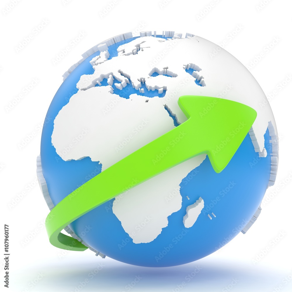 Naklejka premium Arrow and Earth globe. 3d render