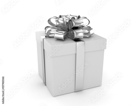 gift box with bows isolated on white. 3d rendering.