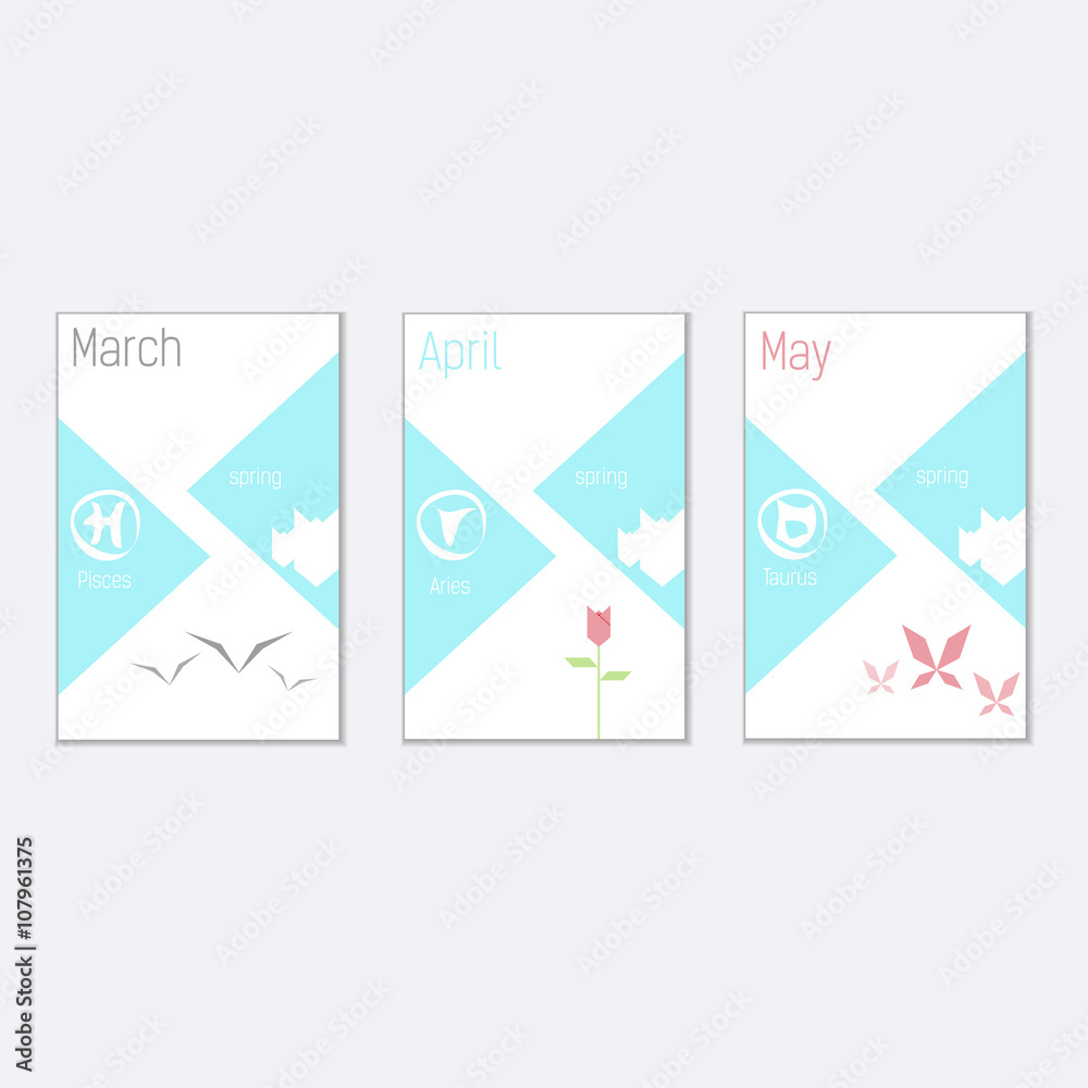 a set of templates for calendar for spring