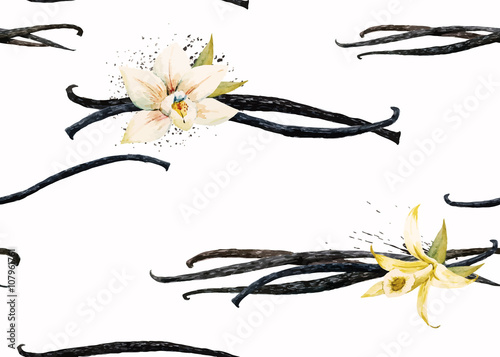 Watercolor vanilla and orchid pattern