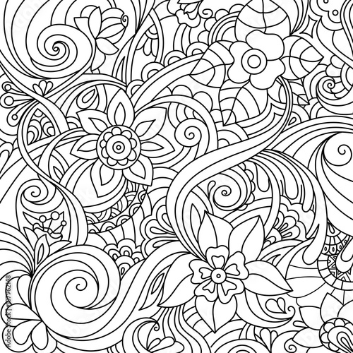 black and white pattern in a zentangle style, Hand-drawn design