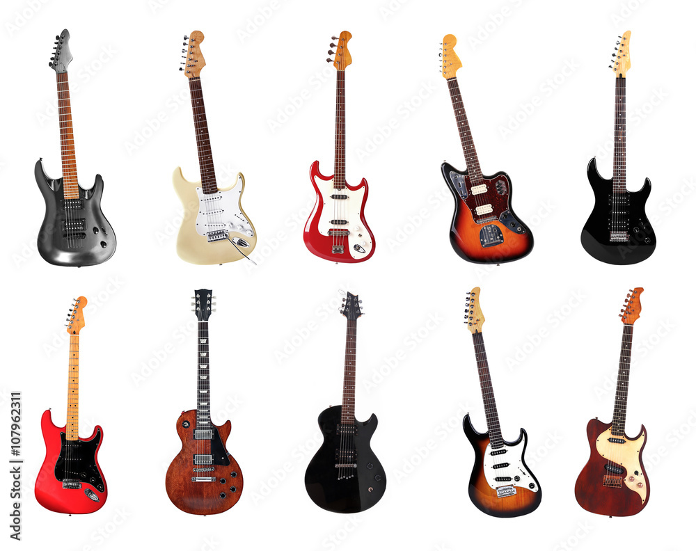 Fototapeta premium Electric guitars isolated on white