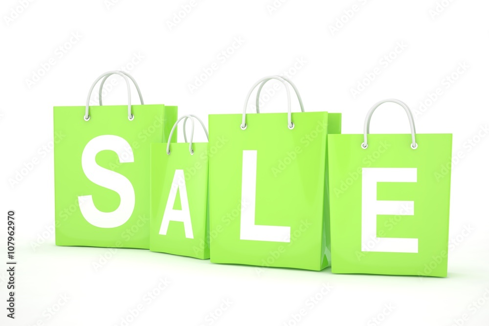 sale written on shopping bag. 3d rendering.