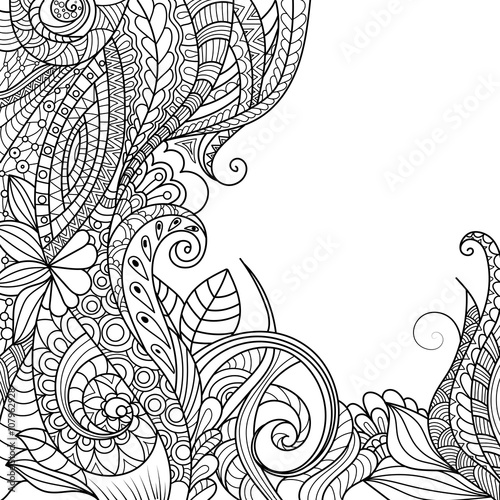 black and white pattern in a zentangle style, Hand-drawn design