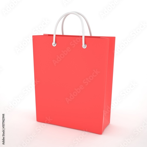 Paper Shopping Bag isolated on white background. 3d rendering.