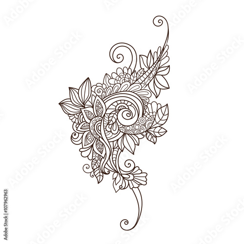 Doodle art flowers.  Zentangle floral pattern. Hand-drawn design element.