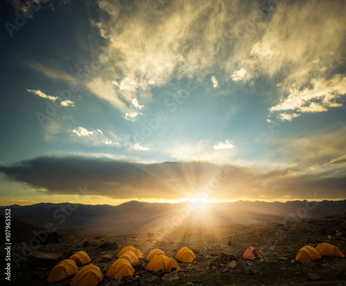 camp tents in sunrsie