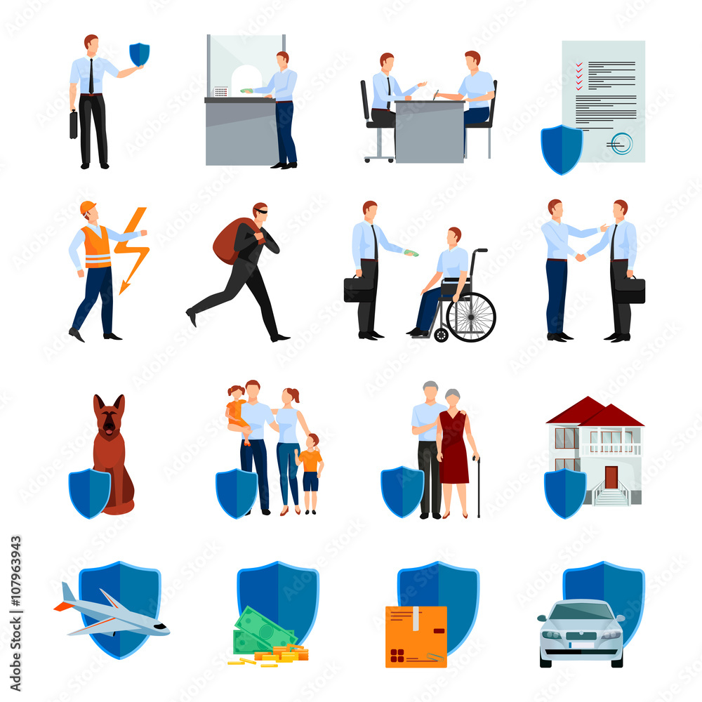 Services Of Insurance Company Icons Set Services Of Insurance Company Icons Set