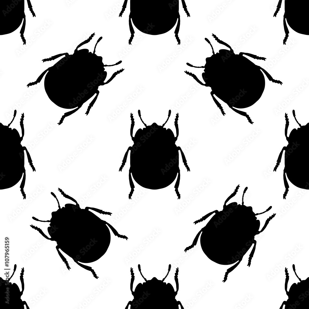 Seamless pattern with colorado potato beetle. Leptinotarsa decemlineata. colorado beetle. hand-drawn colorado beetle. Vector Seamless pattern with colorado potato beetle. Leptinotarsa decemlineata. colorado beetle. hand-drawn colorado beetle. Vector