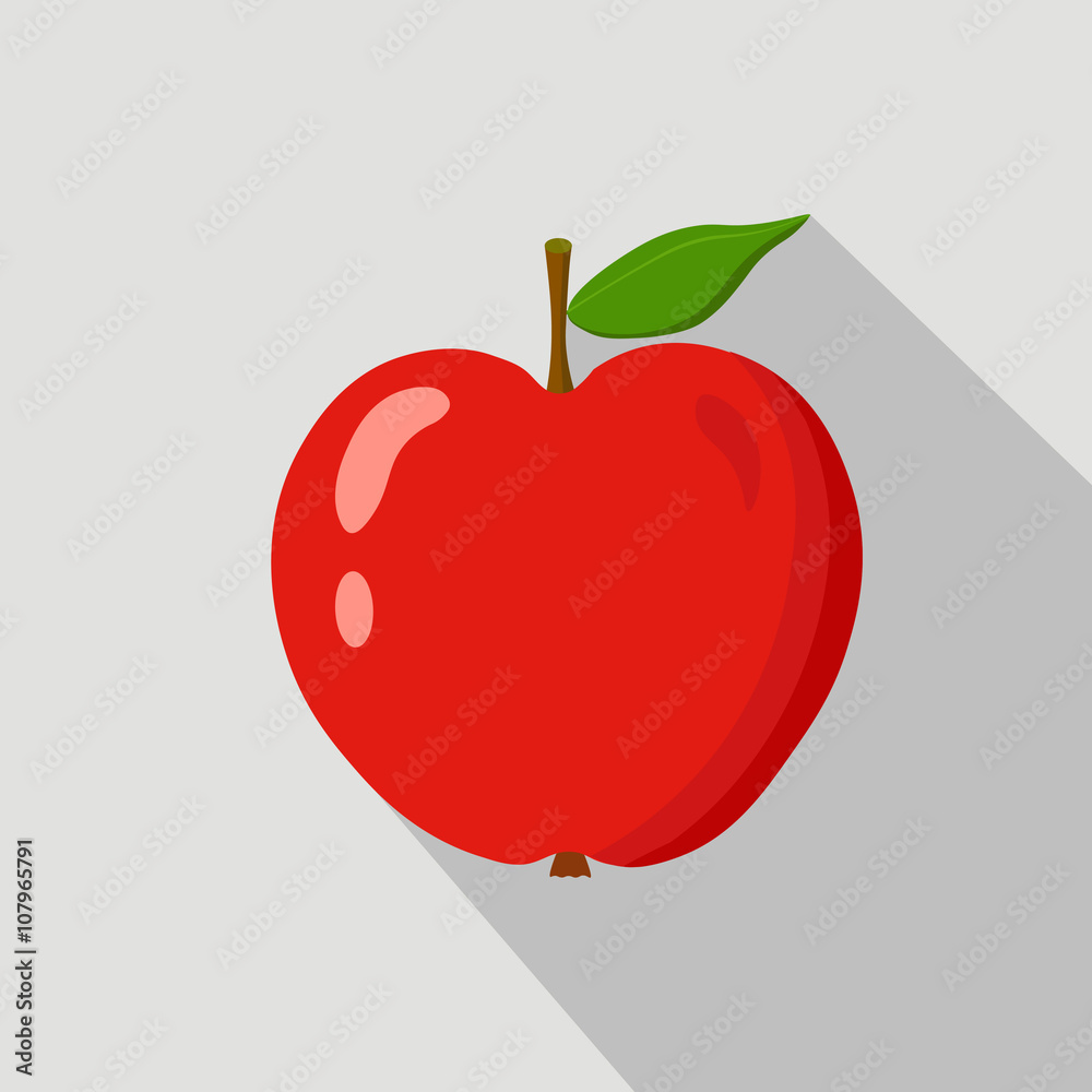 Fototapeta premium Red apple flat icon