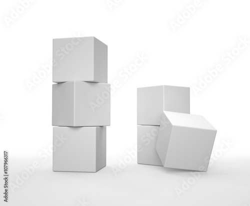 white cubes on solid background.