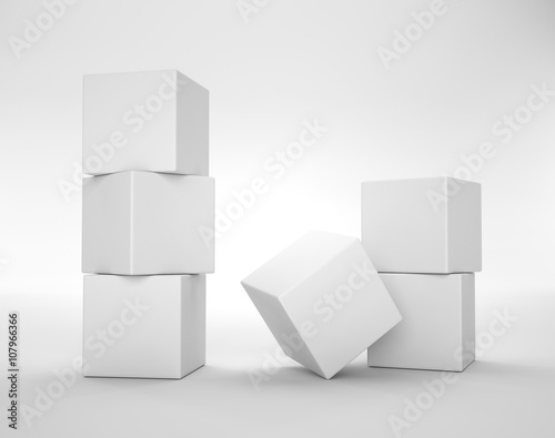 white cubes on solid background.