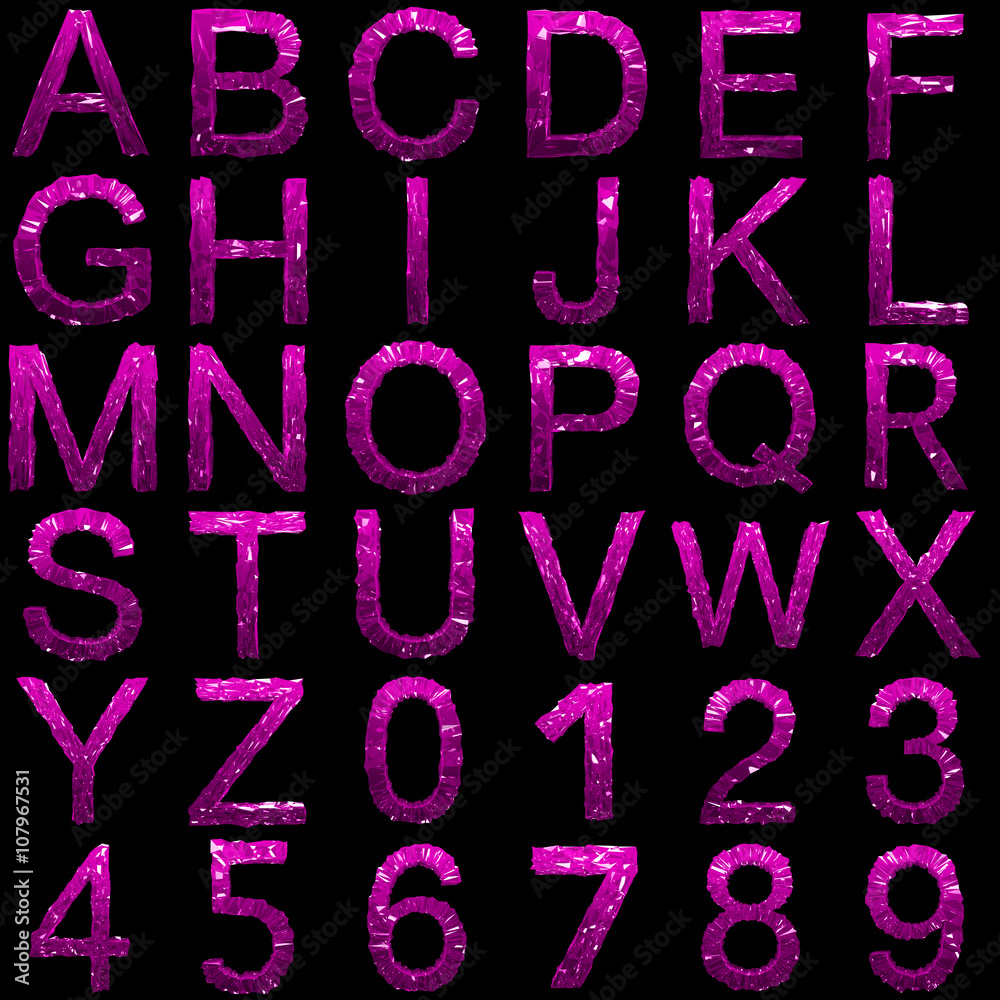 Glassy Lowpoly Design Characters and Numbers in Pink Glassy Lowpoly Design Characters and Numbers in Pink