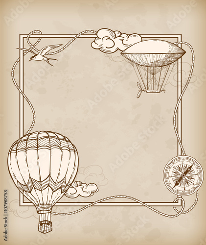 Vintage frame with air balloons