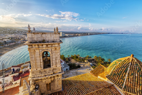 View on Peniscola  from the top of Pope Luna's  Castle , Valencia, Spain photo